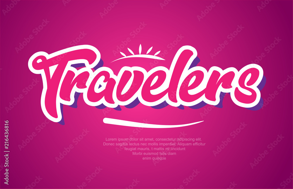 travelers word text typography pink design icon