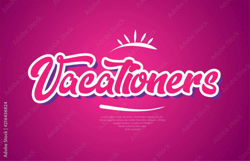 vacationers word text typography pink design icon