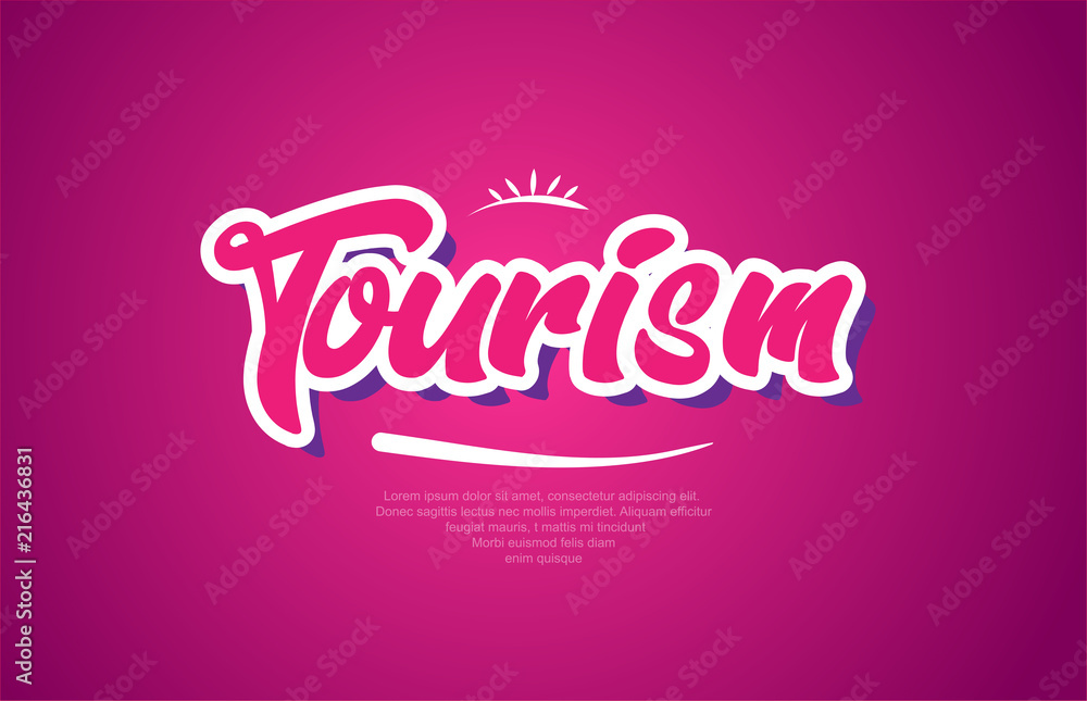 tourism word text typography pink design icon