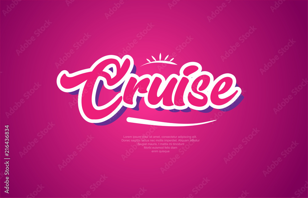 cruise word text typography pink design icon