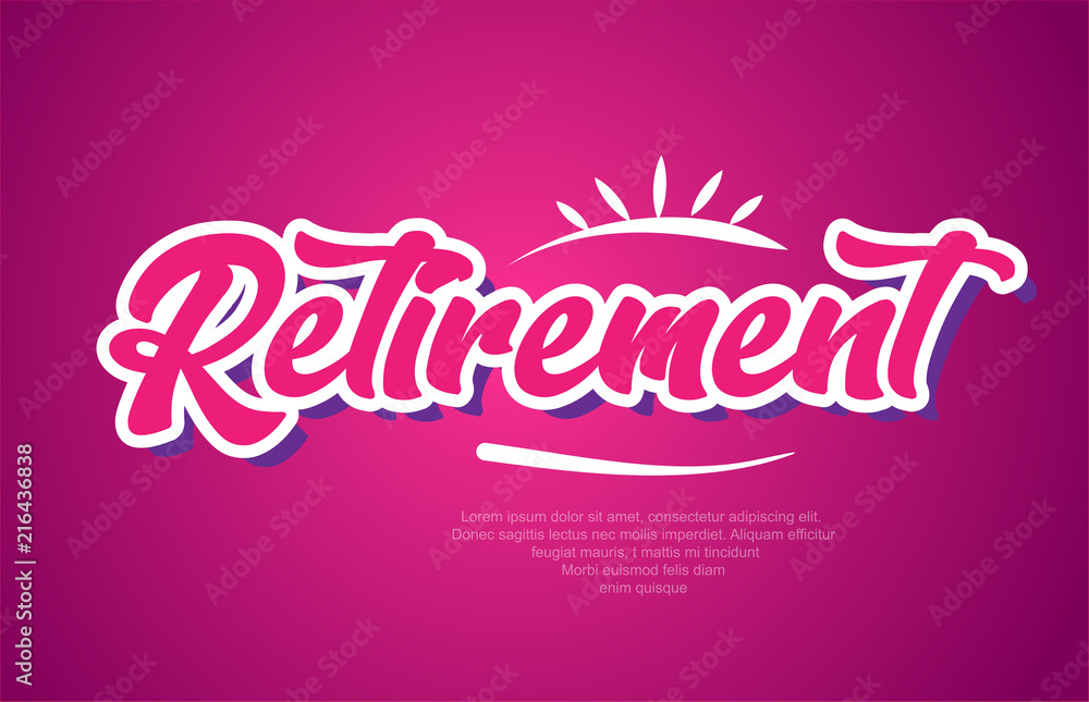 retirement word text typography pink design icon