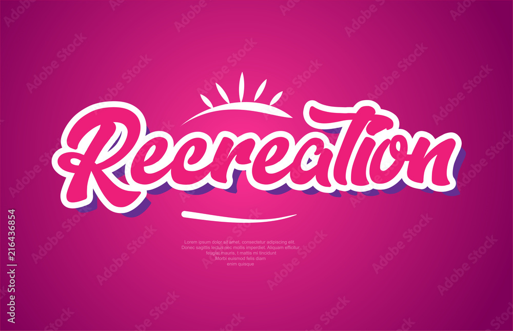 recreation word text typography pink design icon recreation word text typography pink design icon
