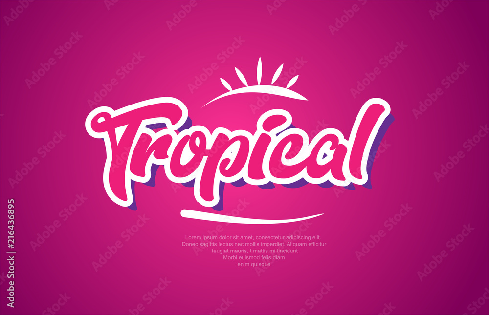 Naklejka premium tropical word text typography pink design icon