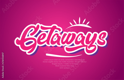getaways word text typography pink design icon