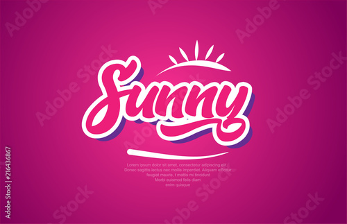 sunny word text typography pink design icon