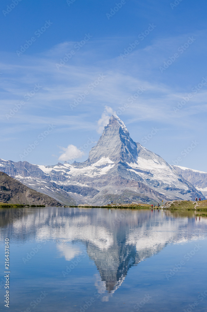 Zermatt, Stellisee, Bergsee, Matterhorn, Alpen, Wallis, Walliser Berge, Schweizer Alpen, Wanderweg, Blauherd, Sommer, Schweiz