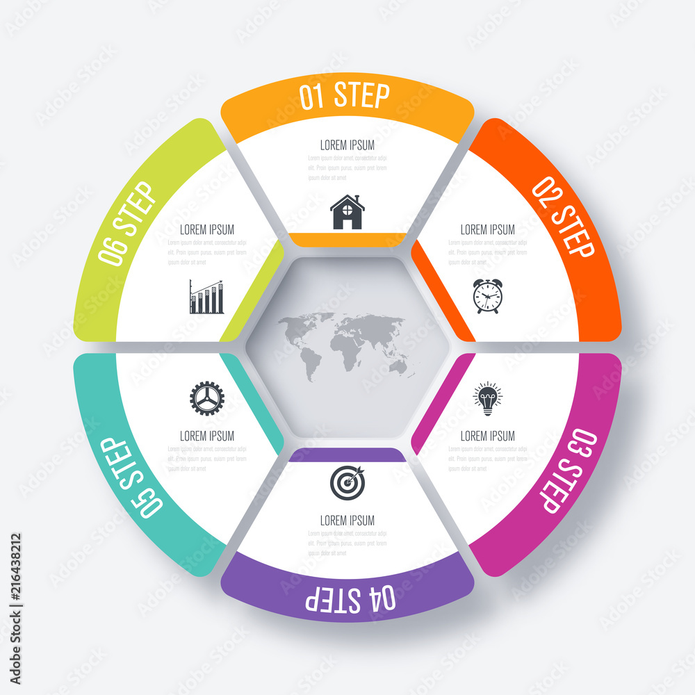 Vector illustration infographics 6 options Vector illustration infographics 6 options