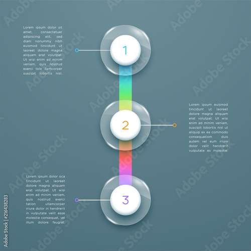 3 Step Colorful 3d Vertical Time Line Infographic Template