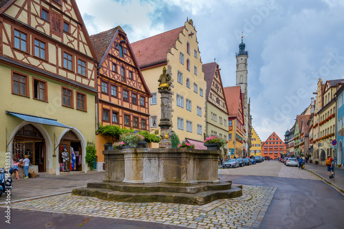 Medieval old street in Rothenburg ob der Tauber, Germany