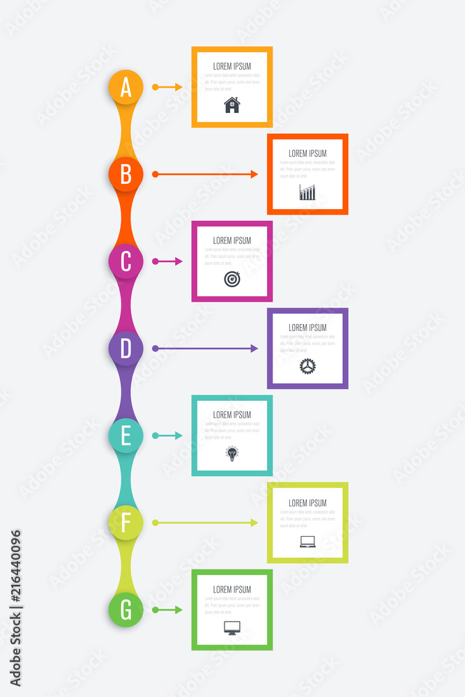 Vector illustration infographics 7 options Vector illustration infographics 7 options