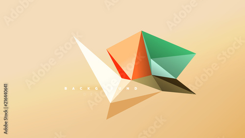 Abstract background - geometric origami style shape composition, triangular low poly design concept. Colorful trendy minimalistic illustration