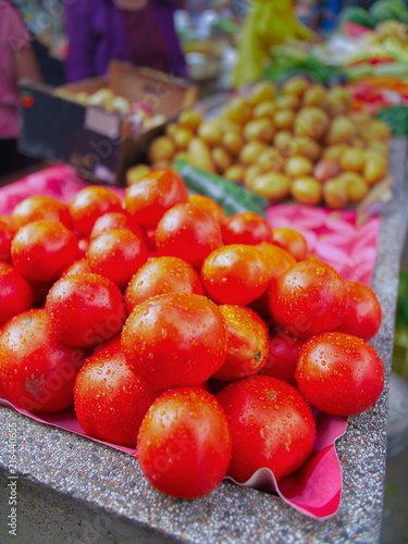 Fresh ripe tomatoes at market