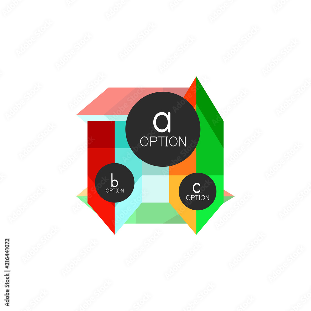 Abstract colorful geometric option infographics design template with sample abc options. Abstract background for business presentation or information banner Abstract colorful geometric option infographics design template with sample abc options. Abstract background for business presentation or information banner