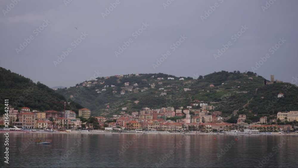 View of Noli, Ligura Italy with little boat View of Noli, Ligura Italy with little boat