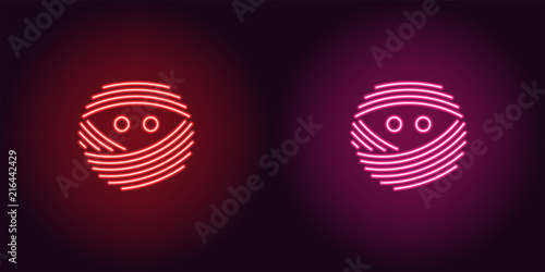 Neon mummy face in red and pink color