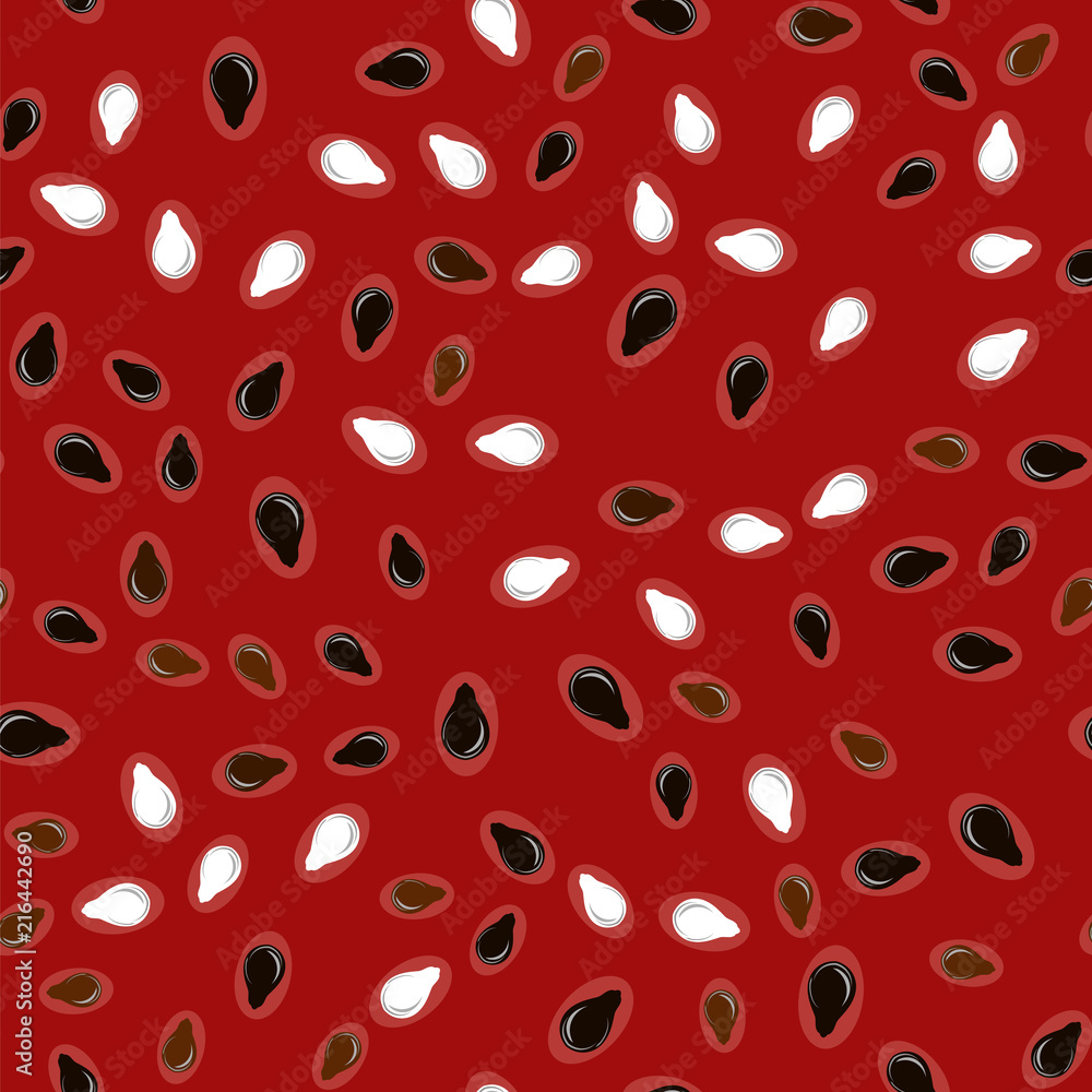Fresh Sweet Natural Watermelon Seamless Pattern with Seeds Fresh Sweet Natural Watermelon Seamless Pattern with Seeds