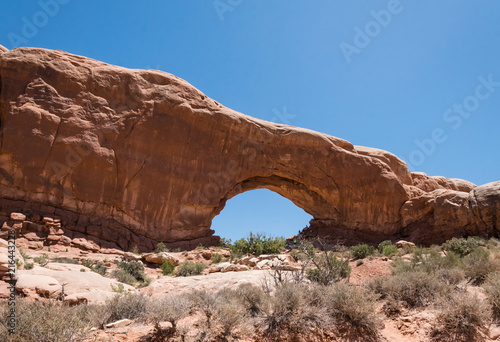 Window  Arch. Natural stone arch in Arches National Park  Utah  USA