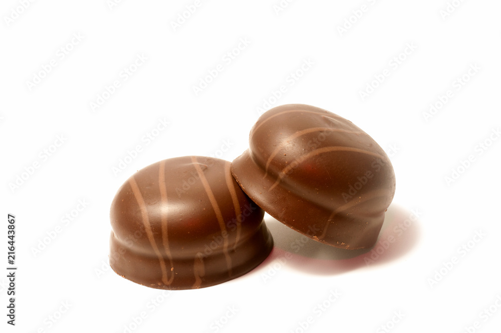 chocolate candy isolated on white background. delicious truffle. Delicious chocolate pralines isolated