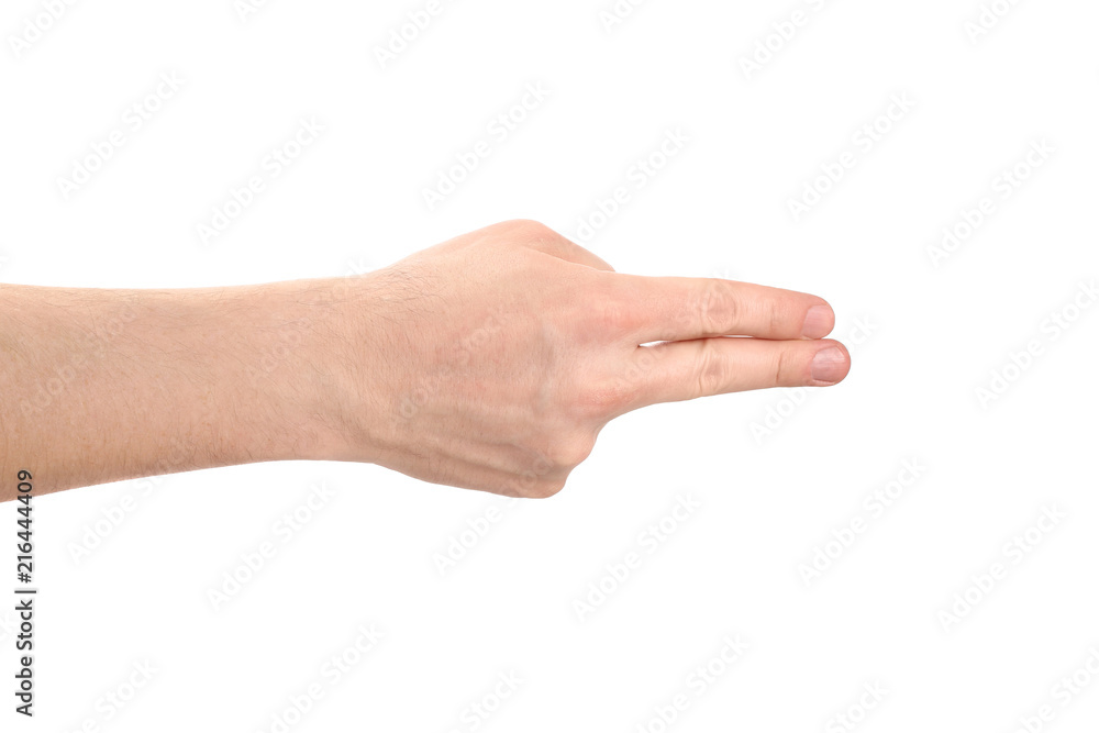 Shooting or pointing gesture, isolated on white background Shooting or pointing gesture, isolated on white background