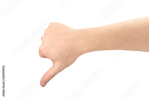 Dislike gesture, isolated on white background