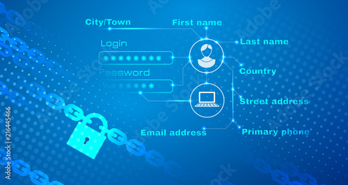 Safety of personal data abstract background