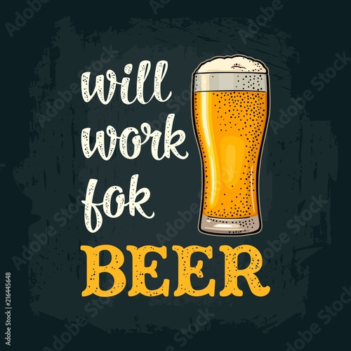 Glass beer. Vintage vector engraving