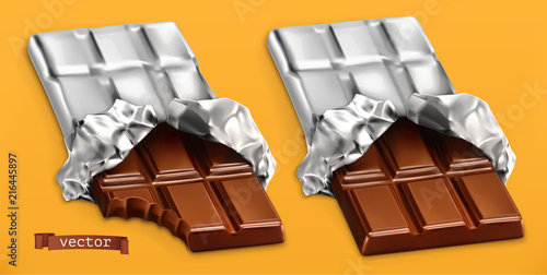 Chocolate bars, 3d realistic vector