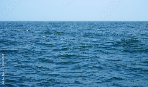 blue ocean and wave ripple with horizon line as background 