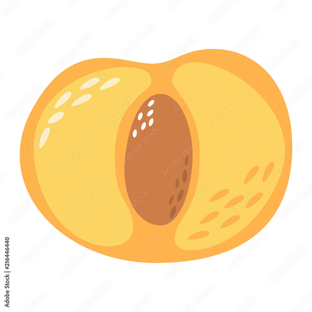 Fototapeta premium Cartoon peach on a white background. Peach Icon in Color. Vector illustration