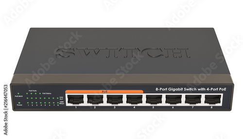 Foto 8 port Gigabit Ethernet switch. 3D rendering