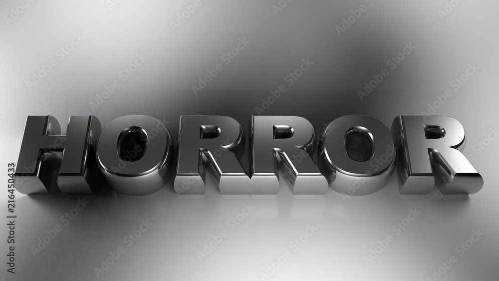 Naklejka premium HORROR metallic chrome write - 3D rendering