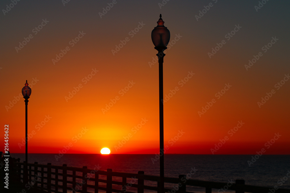 Red Hot Sunset On The Pier
