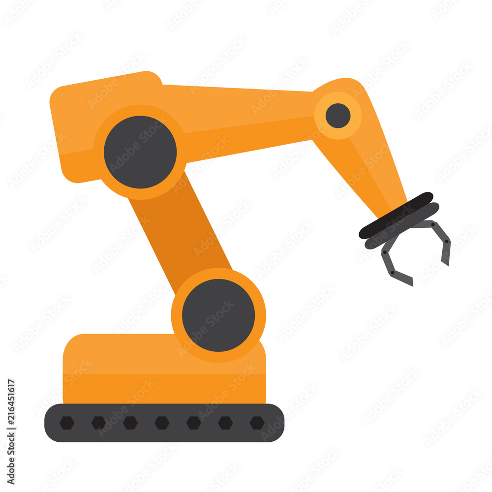 Isolated industrial robot arm icon Isolated industrial robot arm icon
