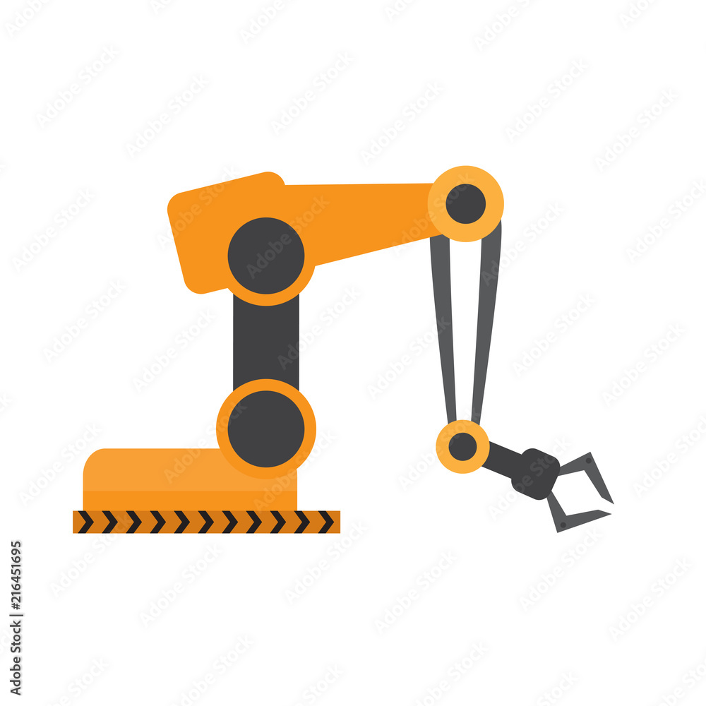 Isolated industrial robot arm icon Isolated industrial robot arm icon