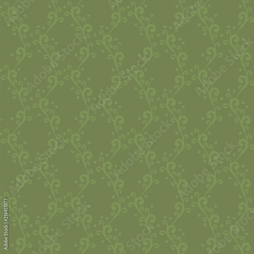 Wallpaper Mural Vector seamless ornament with swirls and dots extended vertical knitted green floral pattern background. Torontodigital.ca