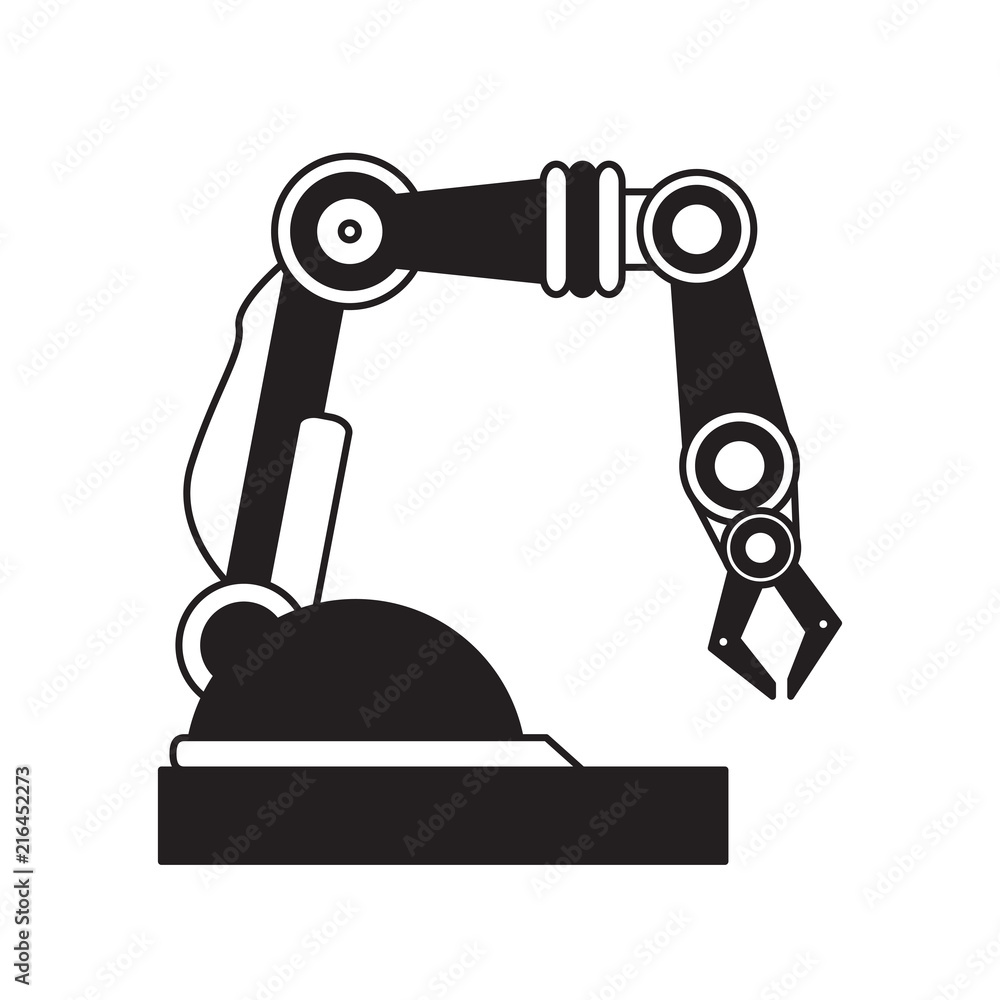Isolated industrial robot arm icon Isolated industrial robot arm icon