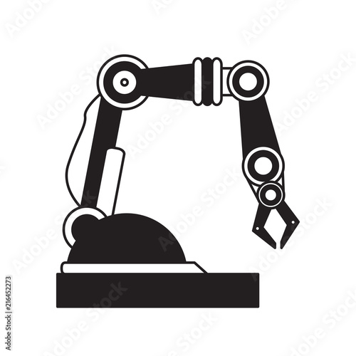 Isolated industrial robot arm icon