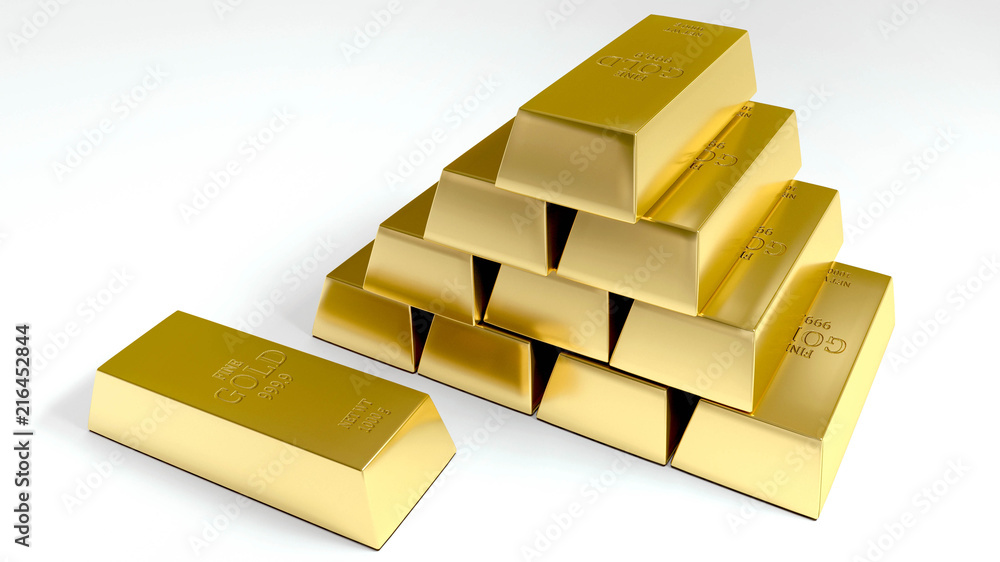 Gold bars on white background illustration Gold bars on white background illustration