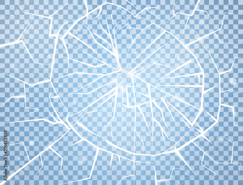 Ice texture on transparent background. Realistic broken ice surface. Broken glass. Winter background. Vector illustration