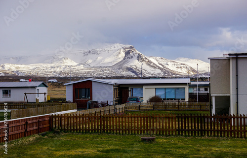 Hellissandur fisherman village in Iceland with beautiful colorful houses © ekaterina McClaud