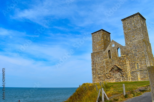  The twin towers of St Mary's Church, Reculver, Herne Bay, Kent, England photo