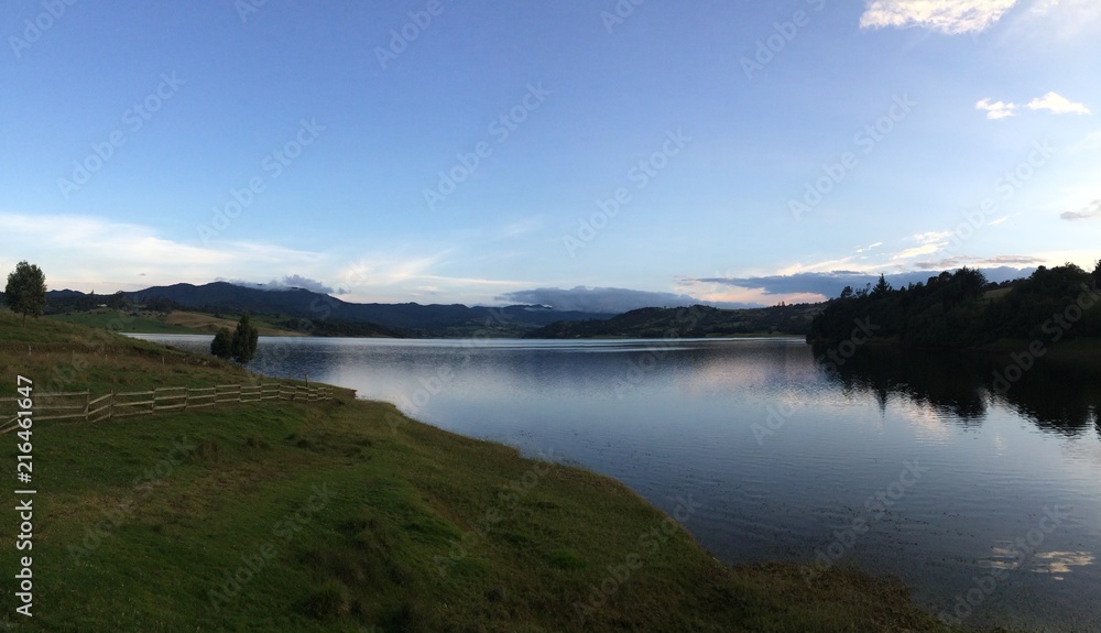 Landscape dam of the Sisga, Lake, Dam, Water, Landscape, nature