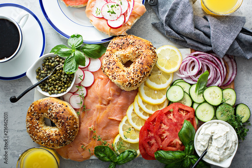Bagels and lox platter photo