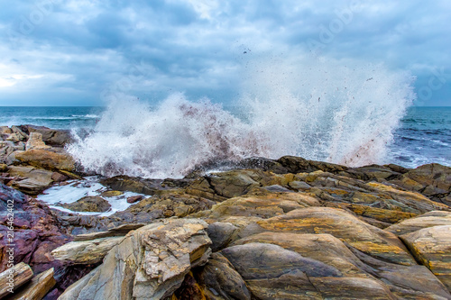 Waves Crashing On A Rocky New England Coast