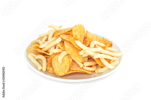 Fast food or junk food on white plate, No eating for good health.