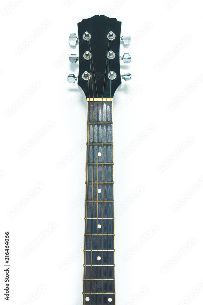 Fototapeta premium neck or fretboard for black guitar classic on white background.