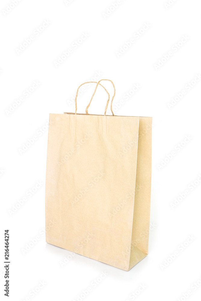 brown paper bag on white background. brown paper bag on white background.