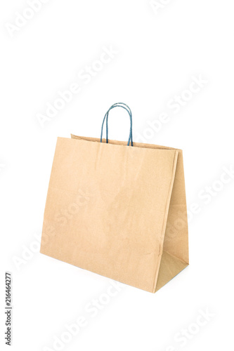 brown paper bag on white background.