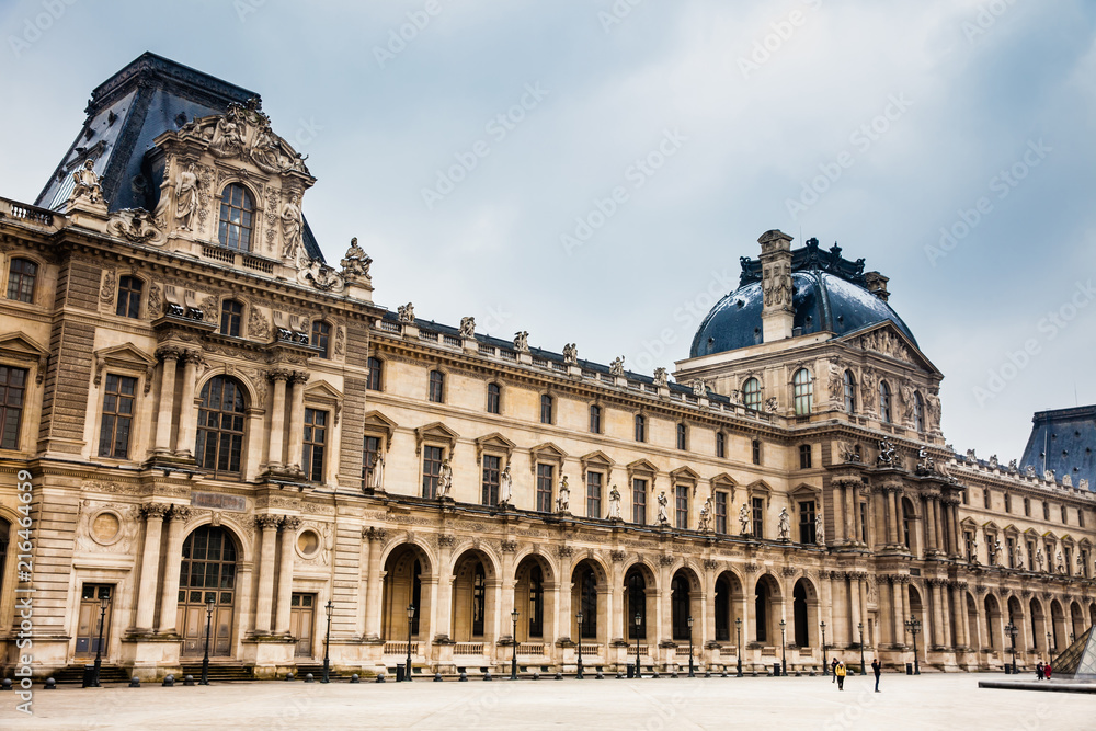 The Louvre Museum in a freezing winter day just before spring