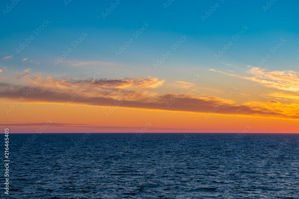 Beautiful seascape of Baltic sea near Riga, Latvia seen from the deck of the ship